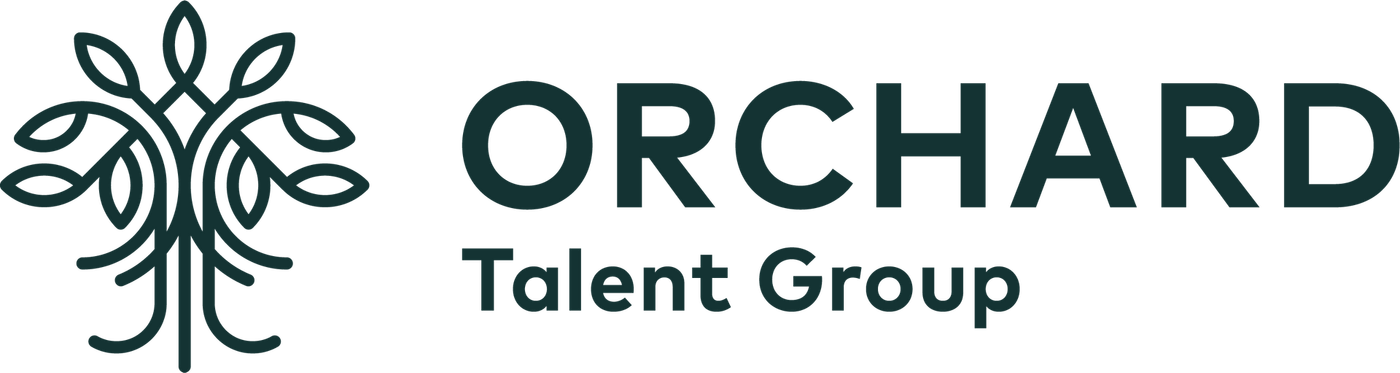 Black logo with stylized 