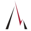 Abstract logo with black and red angular peaks on a white background