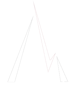 Minimal white line drawing of a jagged mountain peak on a white background