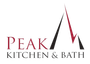 Peak Kitchen & Bath logo with red and black mountain peaks