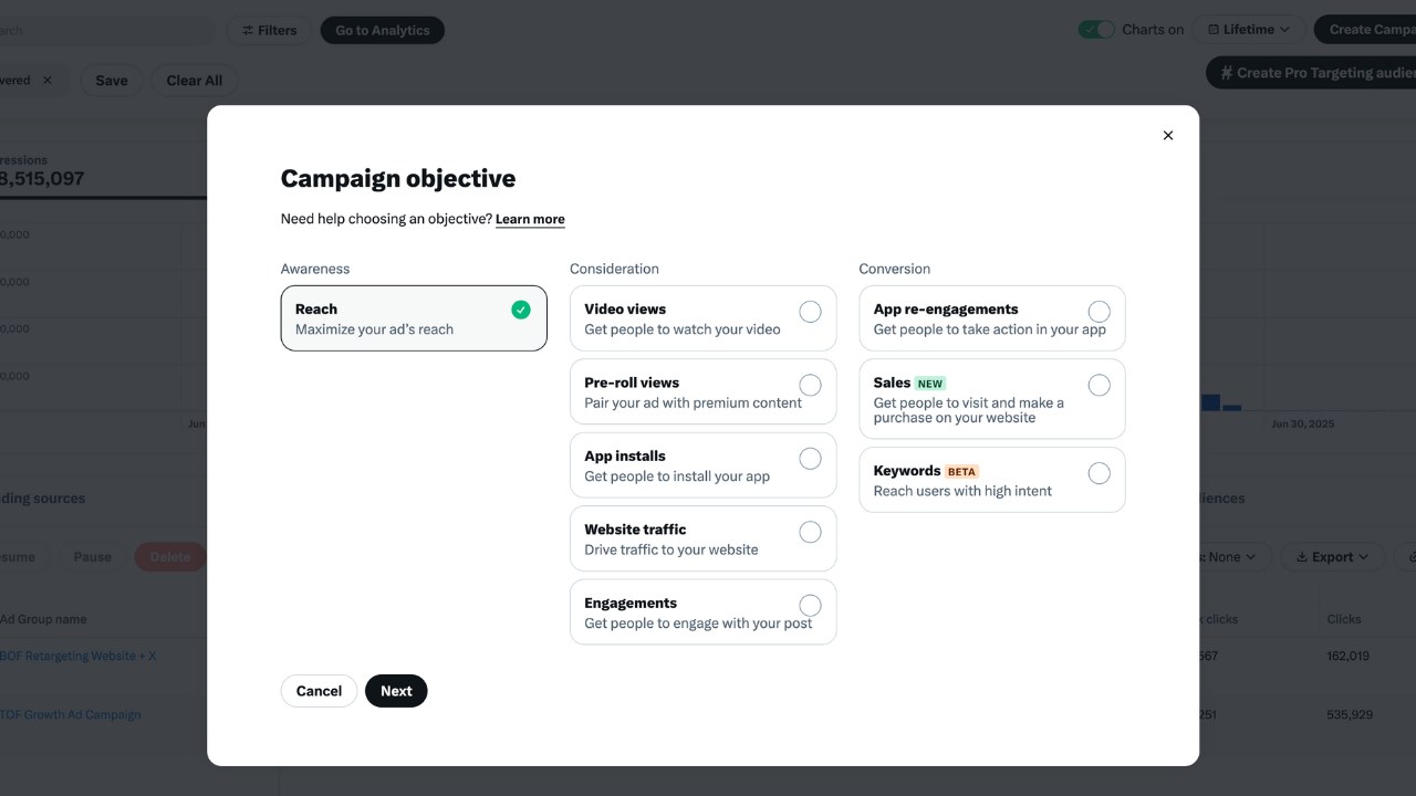 Choose the Right X Ads Campaign Objective