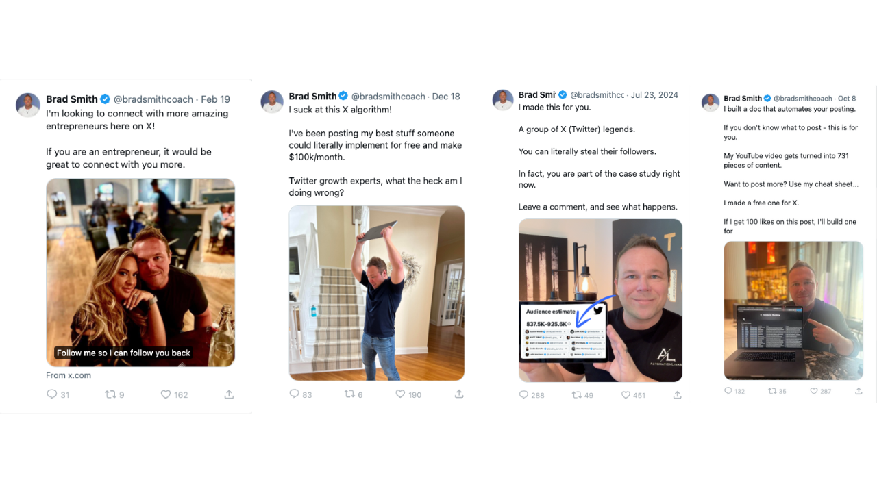 X advertising example posts