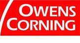 A red sign that says owens corning on it.