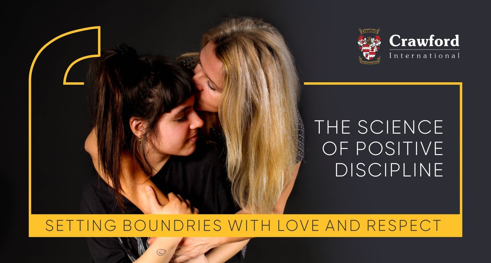 Two women hugging each other with the words the science of positive discipline