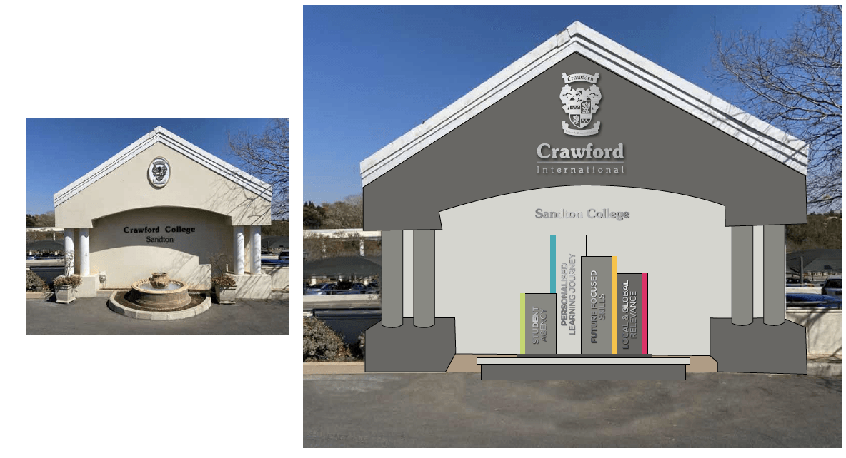 A picture of a building before and after being painted.