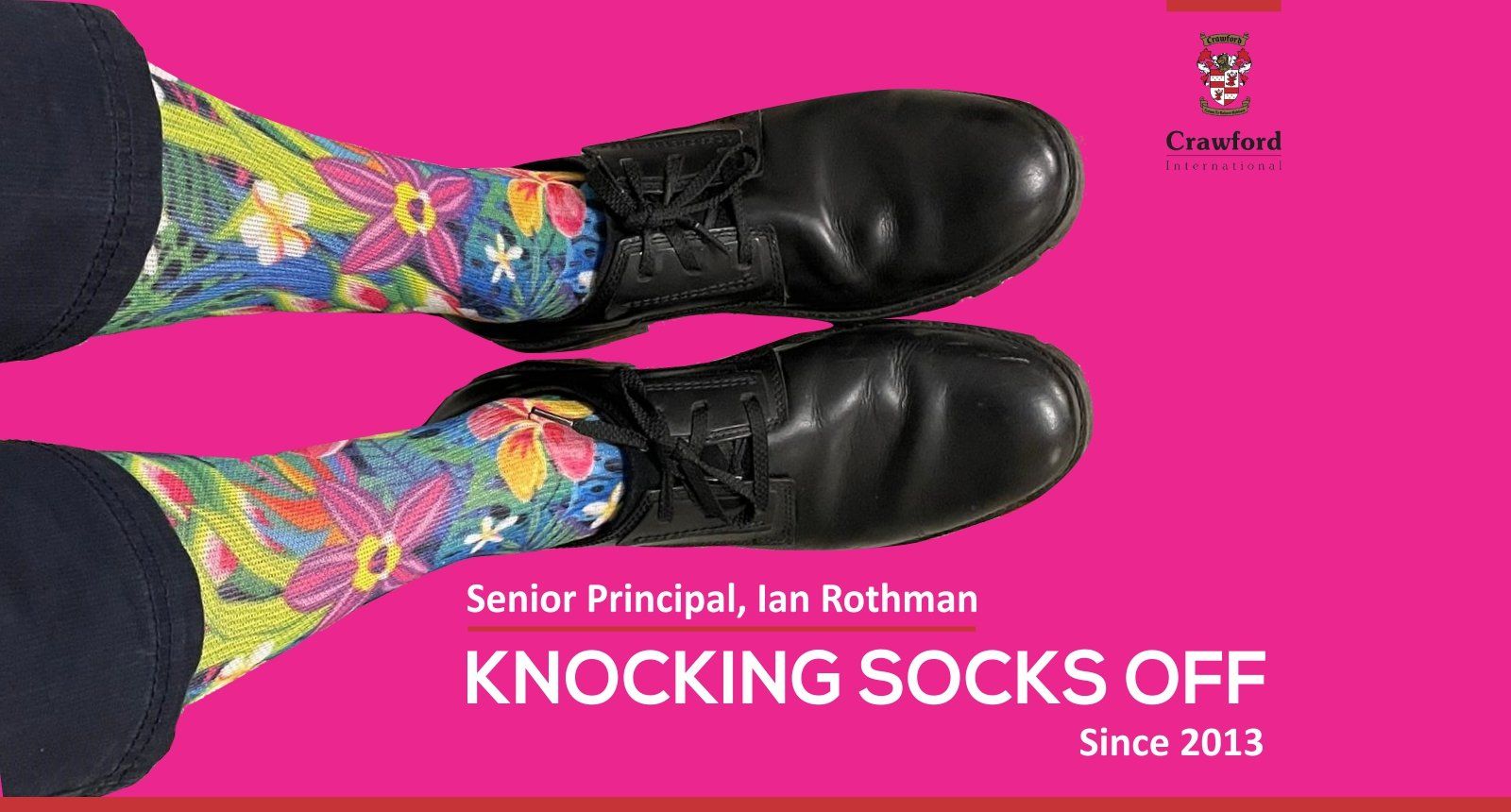 A pair of knocking socks off shoes on a pink background