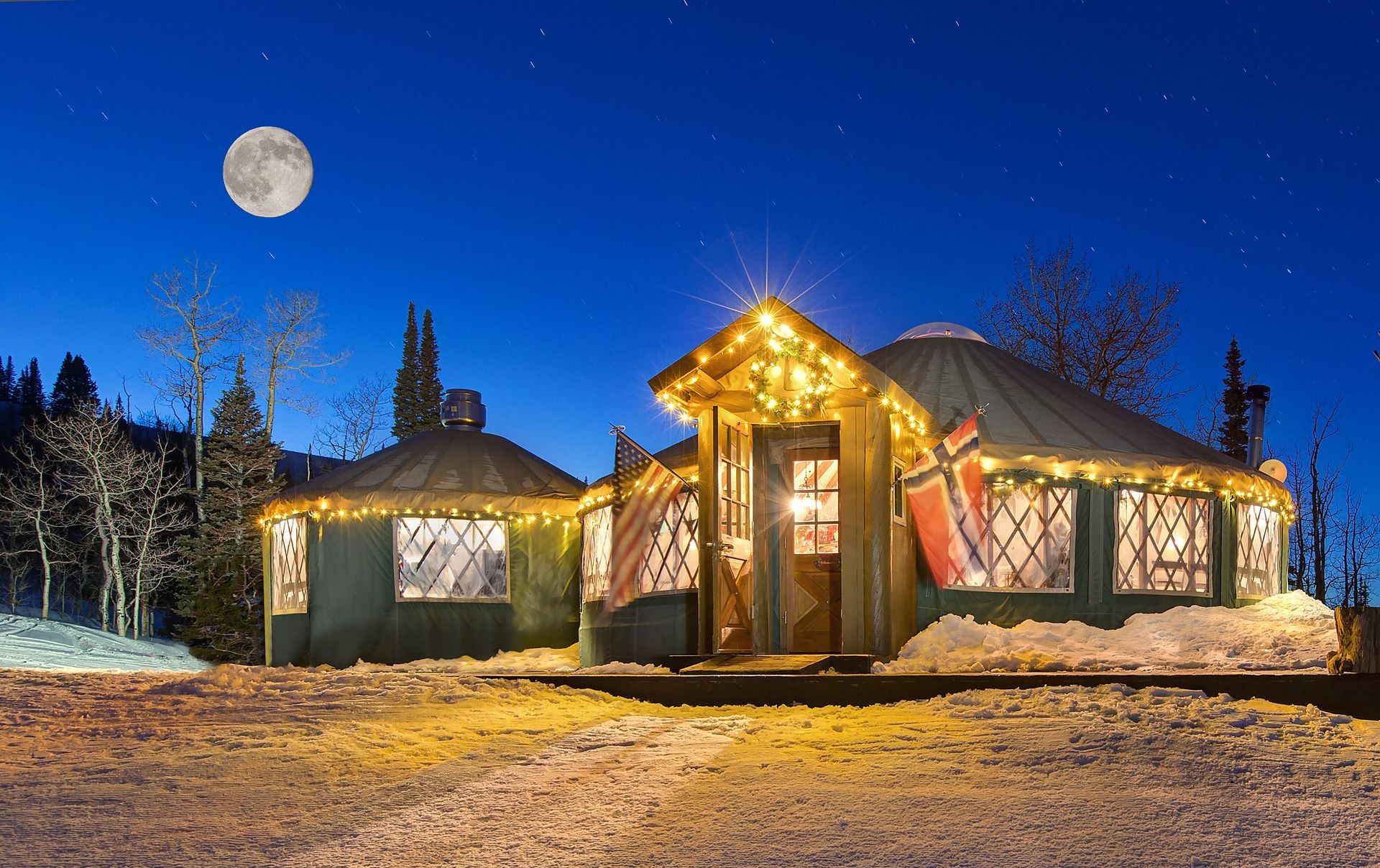 full moon at the yurt
