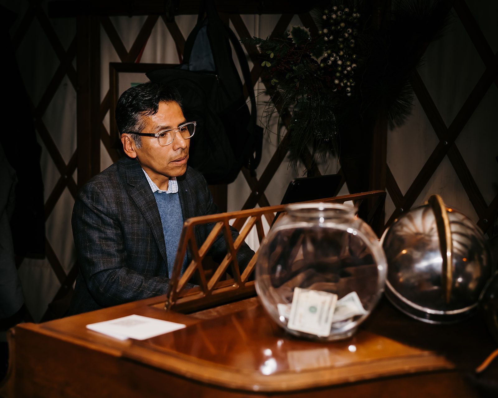 man playing piano