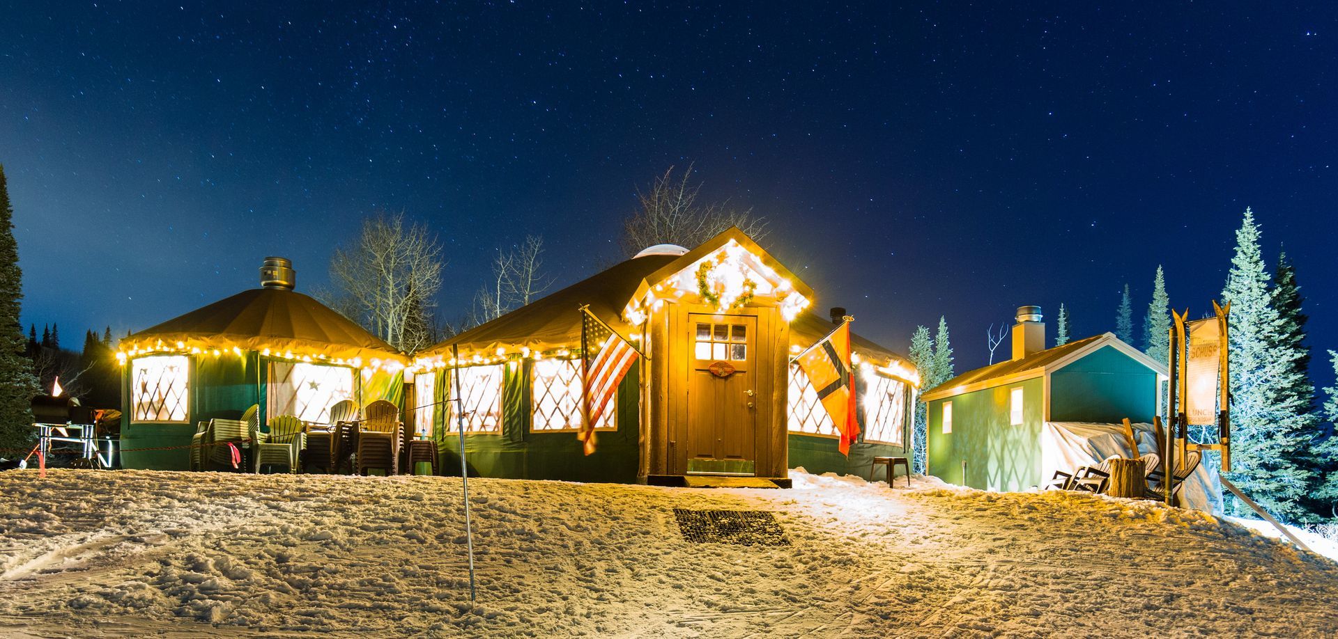 close up of viking yurt from the front