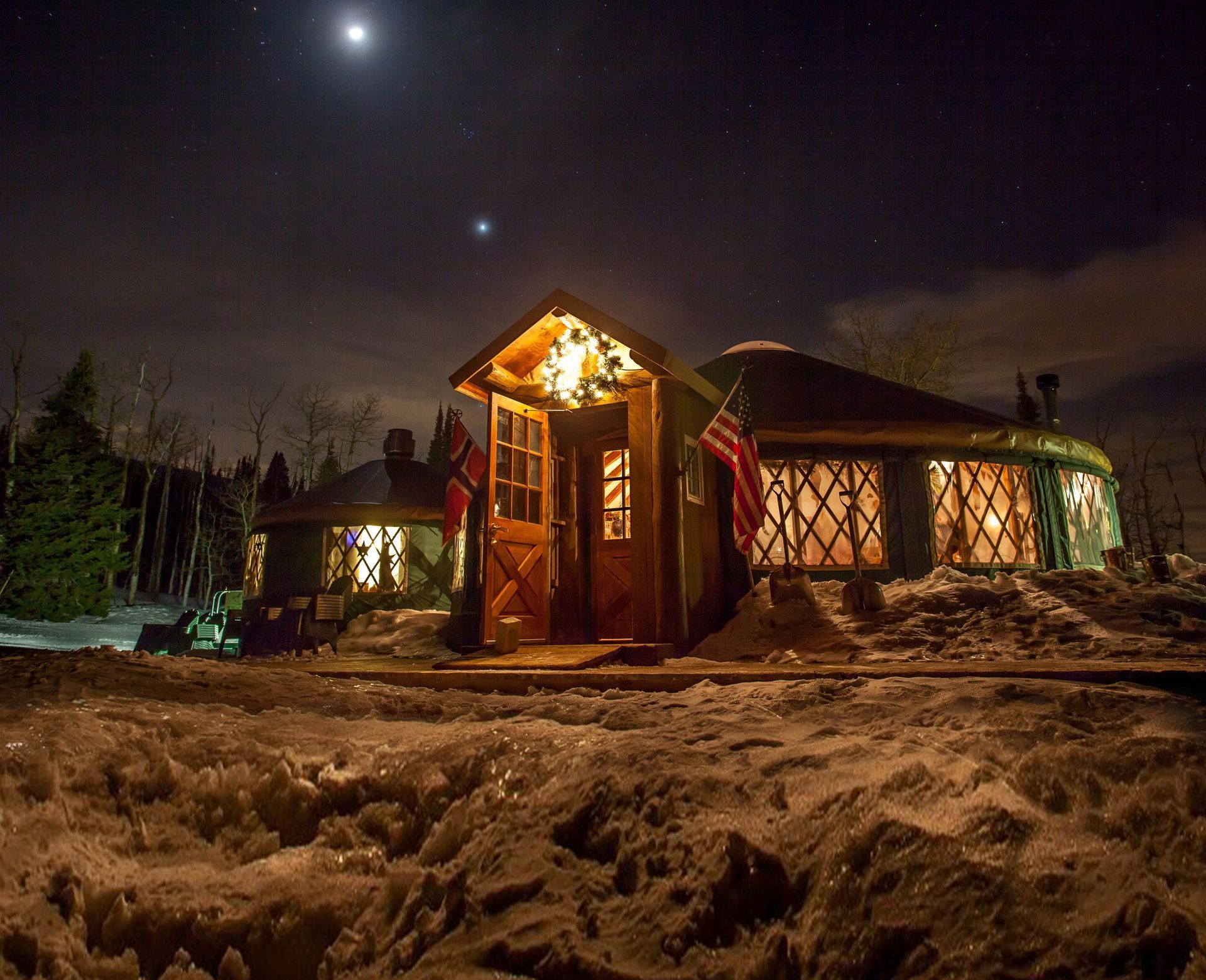 Viking Yurt at night