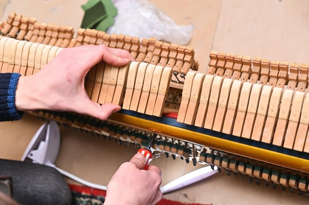 A Person Is Working on A Piano with A Pair of Scissors — David Simpson Pty Ltd in Redlynch, QLD