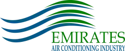 A blue and green logo for emirates air conditioning industry