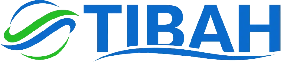 A blue and green logo for a company called tibah