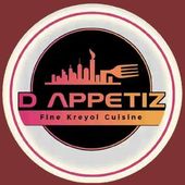 Logo for D Appetiz, featuring a gradient skyline and fork icon above