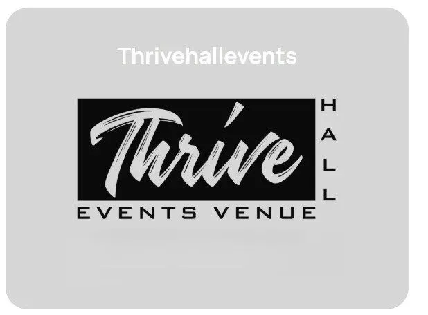 Logo for Thrive Hall Events Venue featuring the word