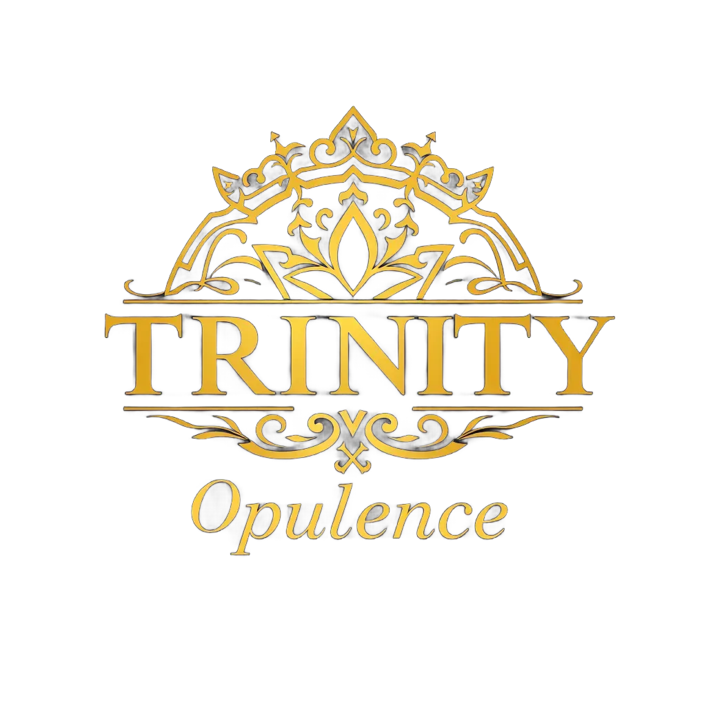 Gold logo featuring a crown above the text