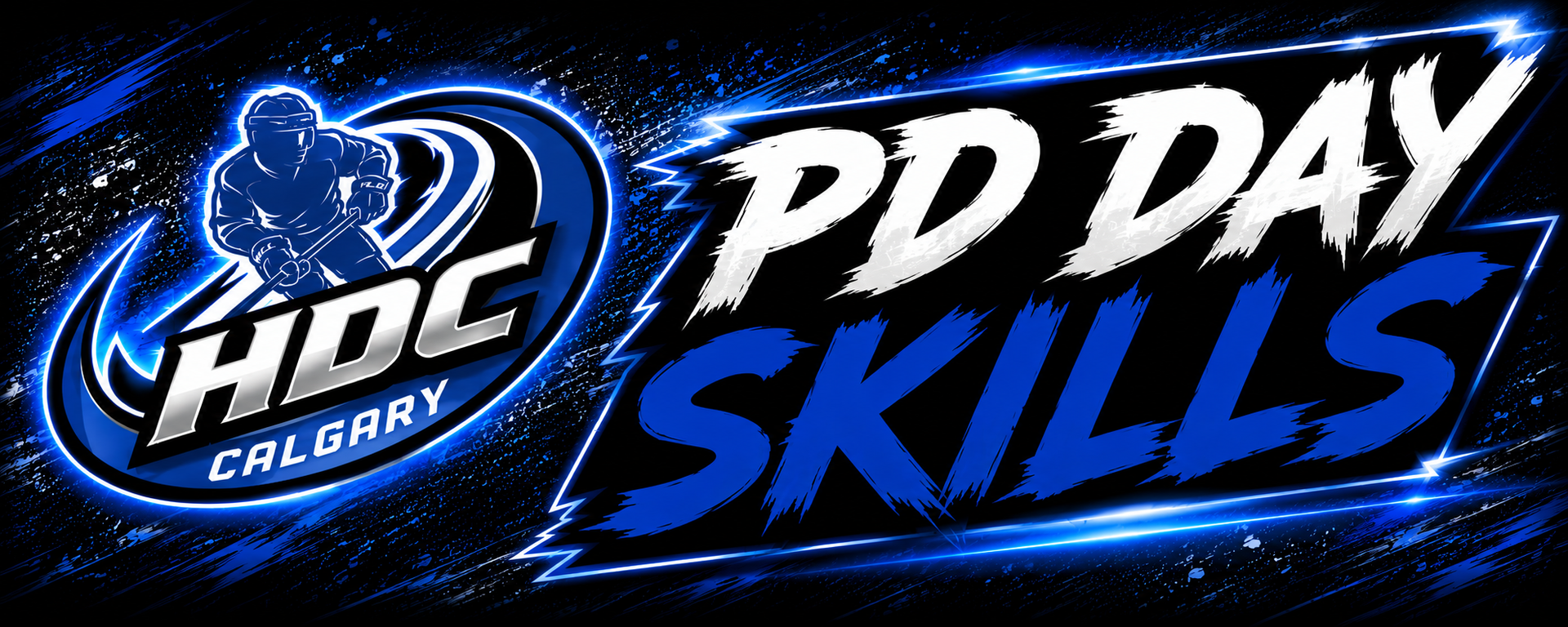 HPC Calgary logo with “PD Day SKILLS” in white and blue on a black and blue streaked background
