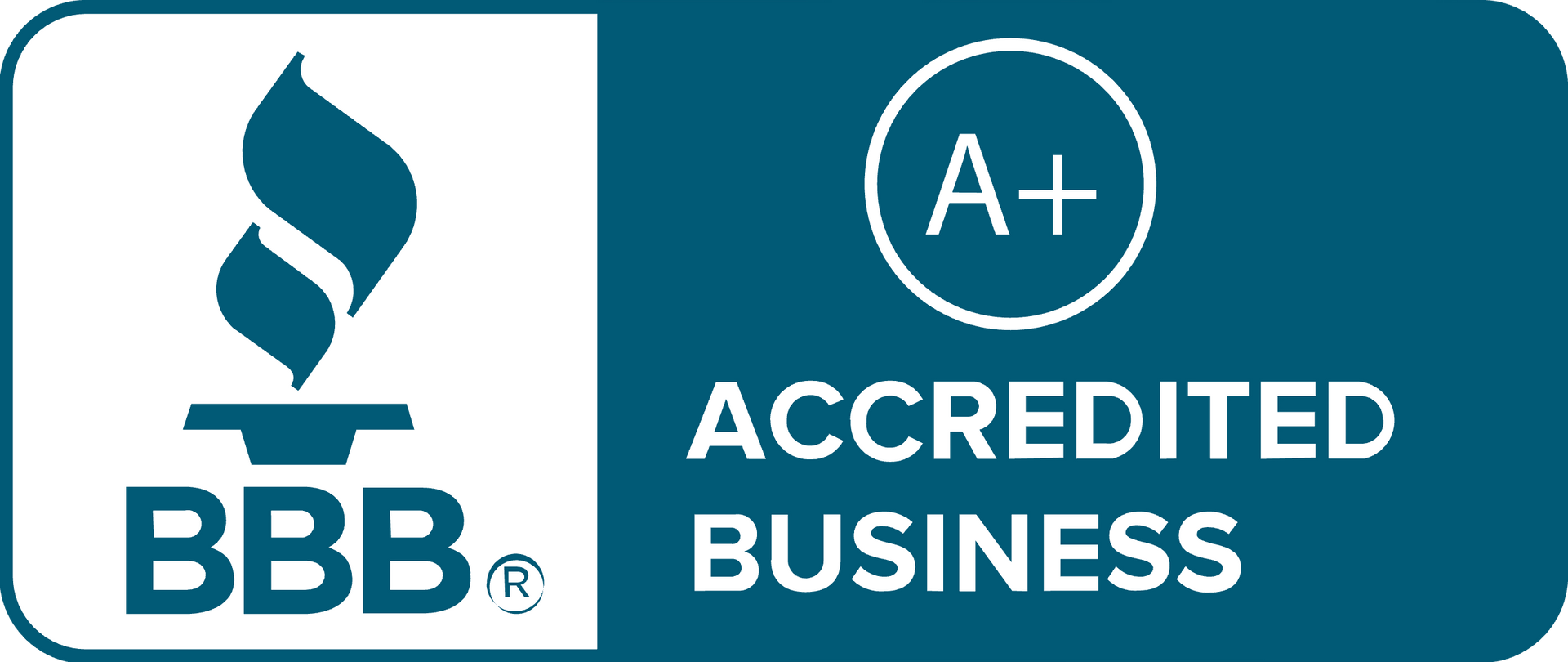 BBB Accredited Business badge with blue logo and A+ rating