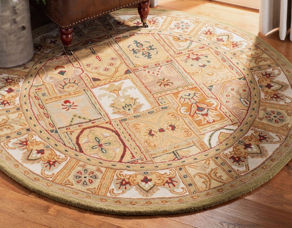 Round area rug after professional area rug cleaning, showing detailed pattern and refreshed colors