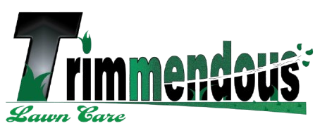 Logo for "Trimmendous Lawn Care" featuring the company name in black and green with stylized grass and trim elements.