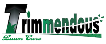 Logo for "Trimmendous Lawn Care" featuring the company name in black and green with stylized grass and trim elements.
