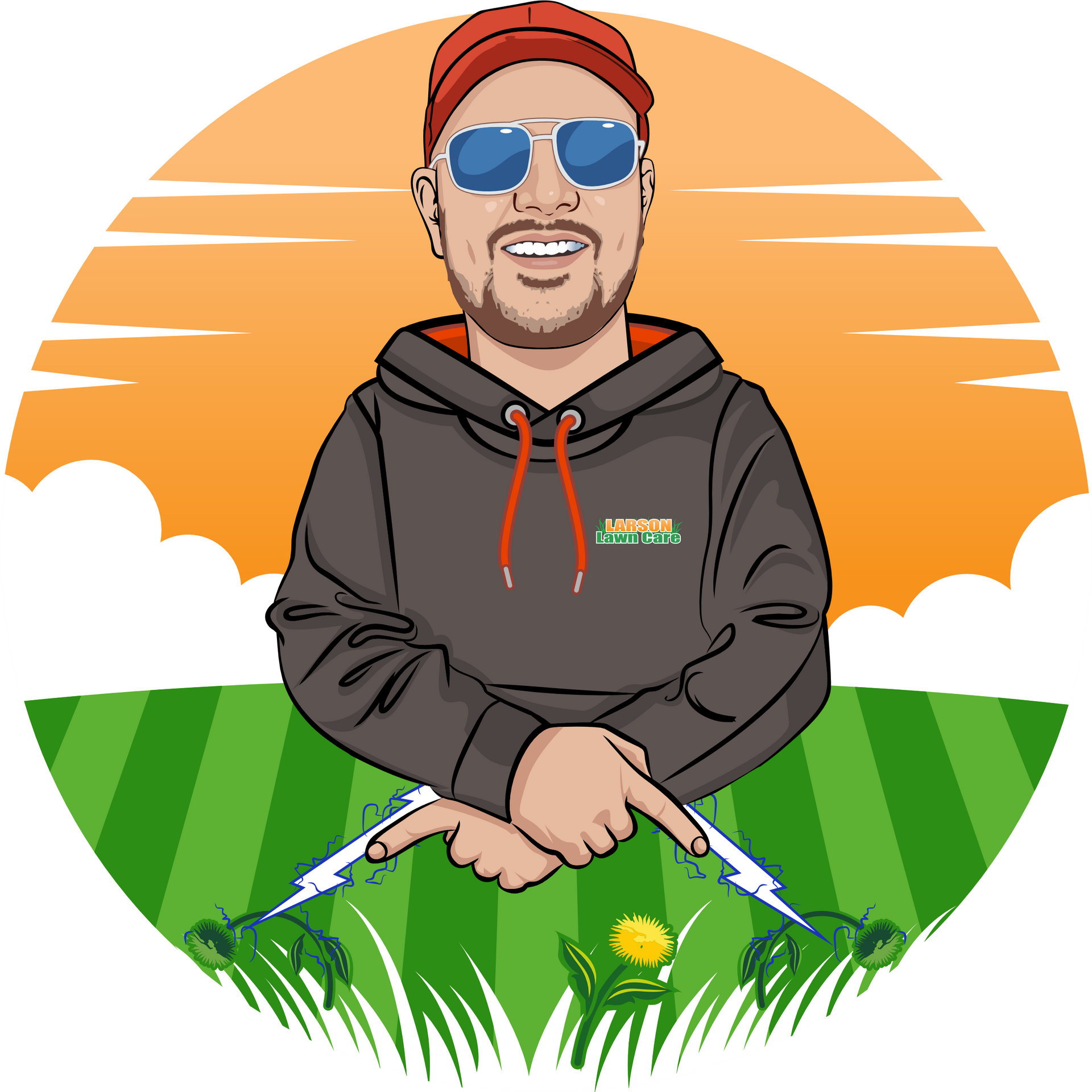 a cartoon of a man wearing sunglasses and a hoodie
