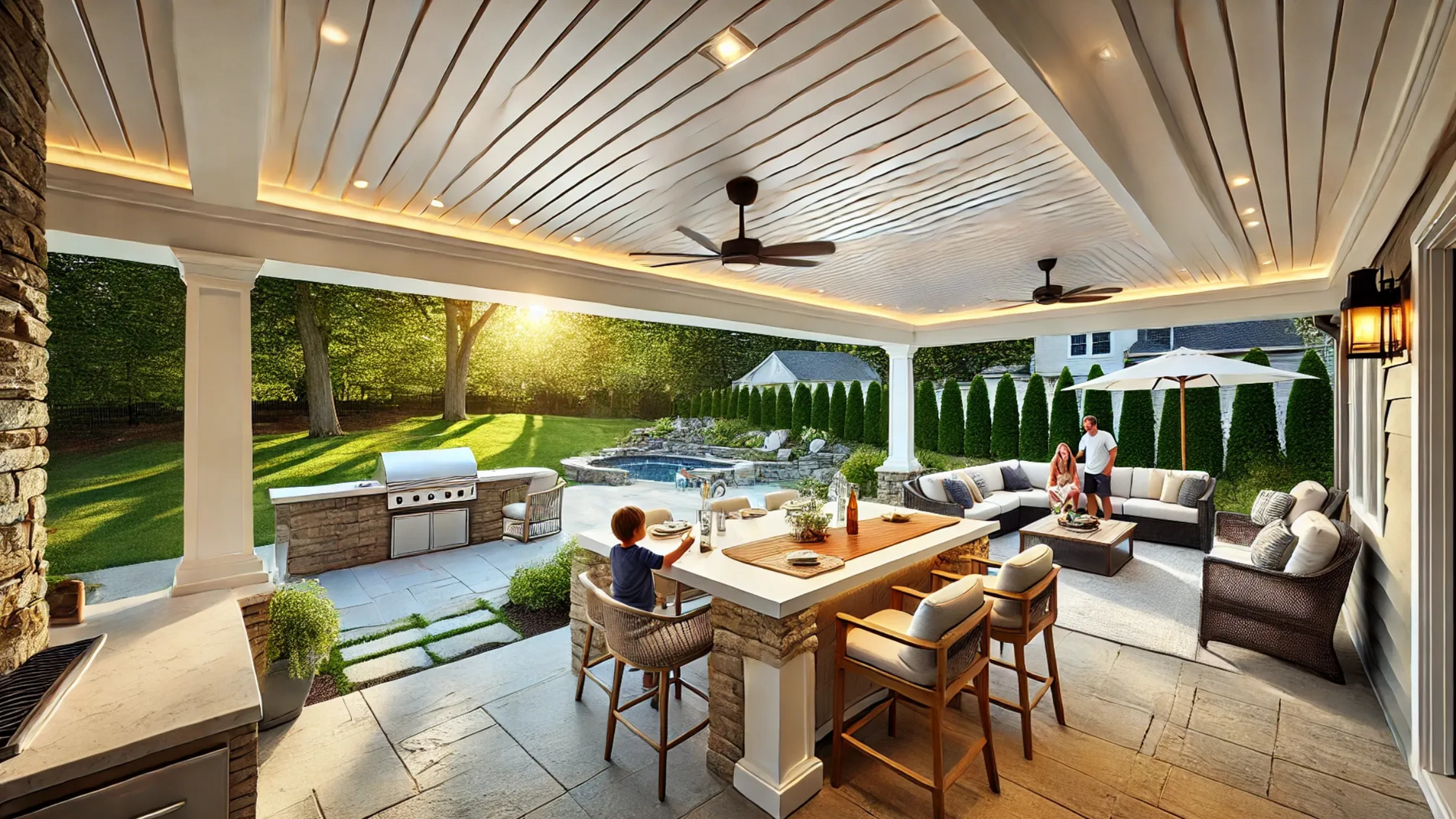 Newly installed aluminum under deck ceiling.