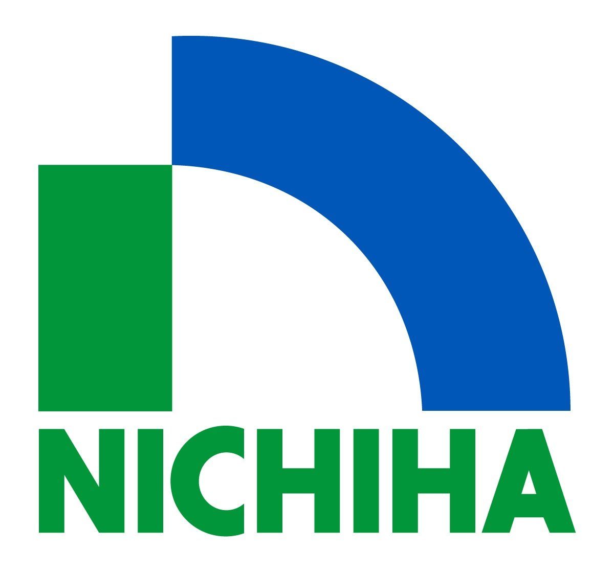 A blue and green logo that says nichiha