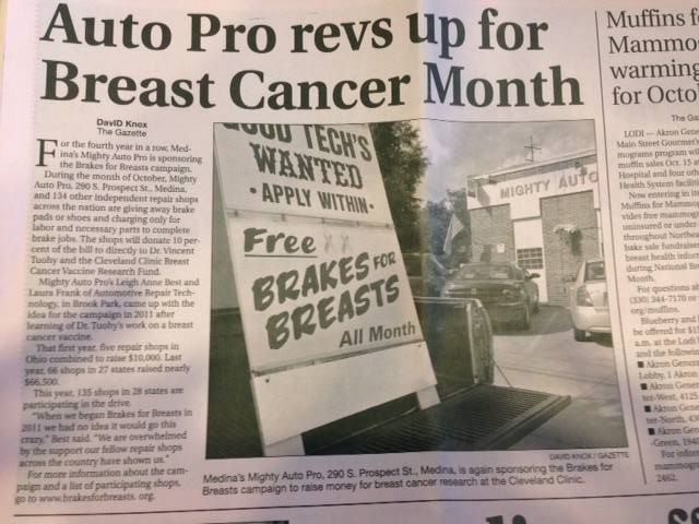 Brakes For Breasts featured in the newspaper | Brakes For Breasts