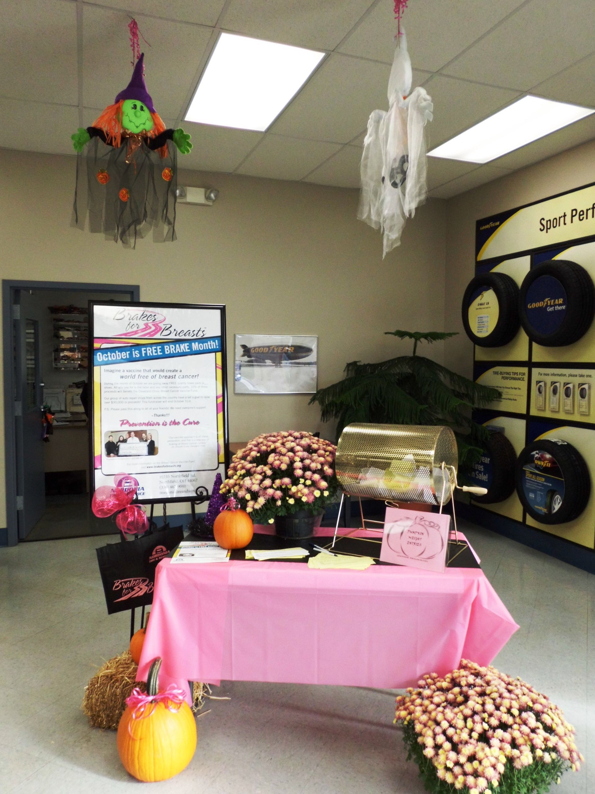 Brakes For Breasts table at Nordonia Tire & Service, Ohio | Brakes For Breasts