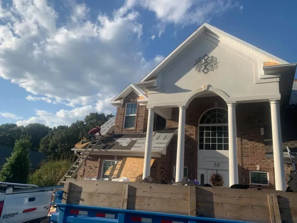 Repairing Roof Of Elegant House