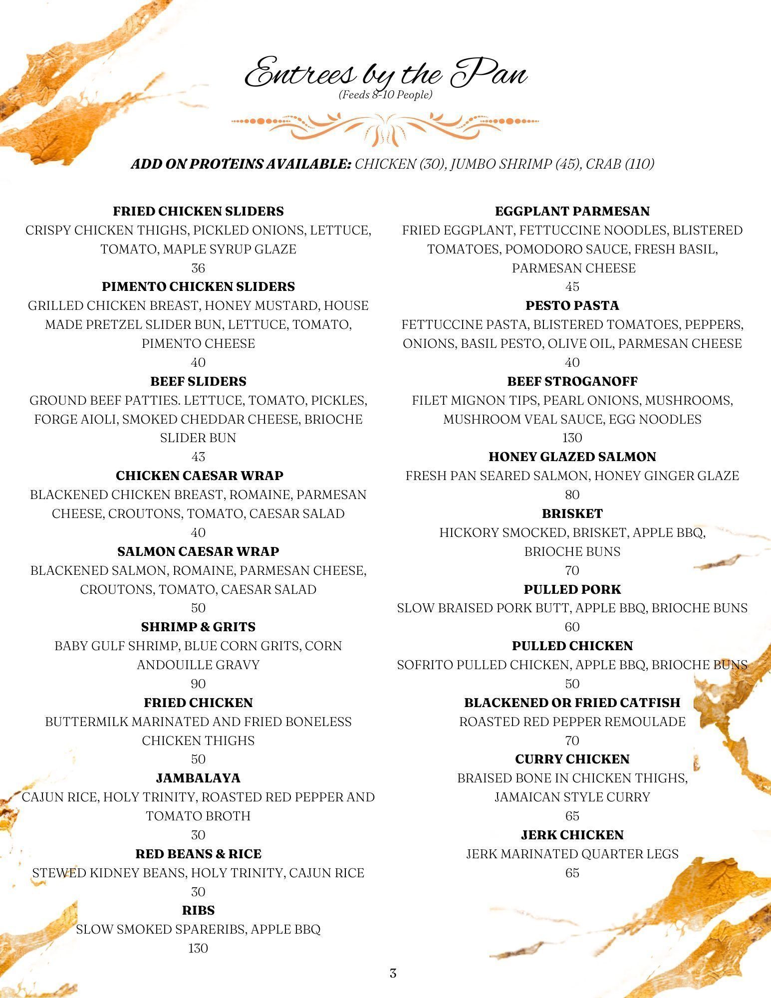 Menu for 