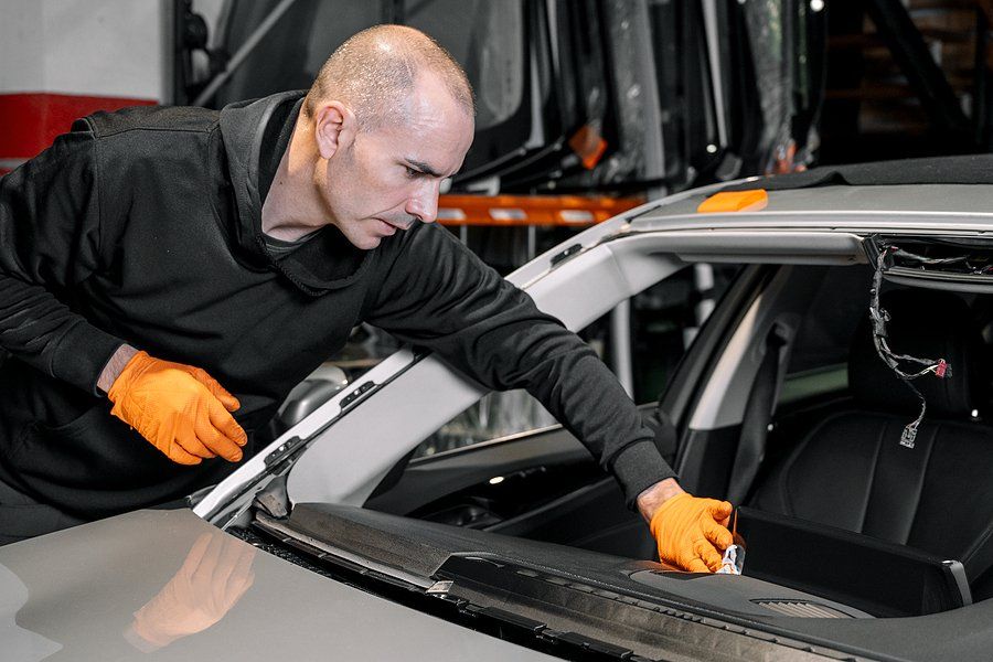 Prepping for Windshield installation_ Cary, NC