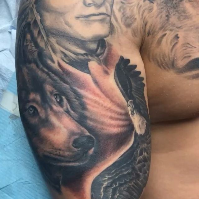Wolf And Man Tattoo – Gainesville, FL – Bodytech Tattooing & Piercing 