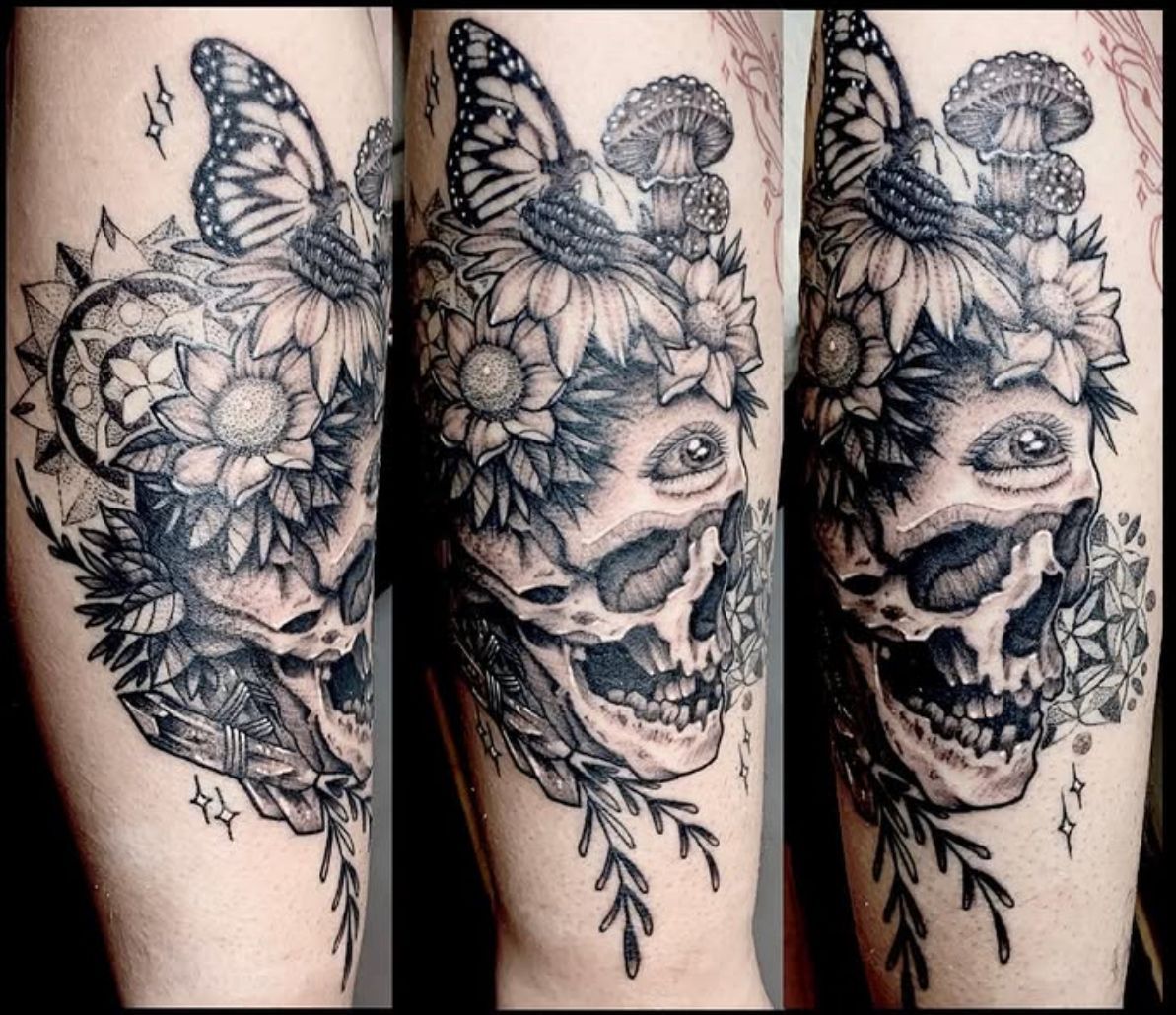 Skull and nature  Tattoo – Gainesville, FL – Bodytech Tattooing & Piercing 