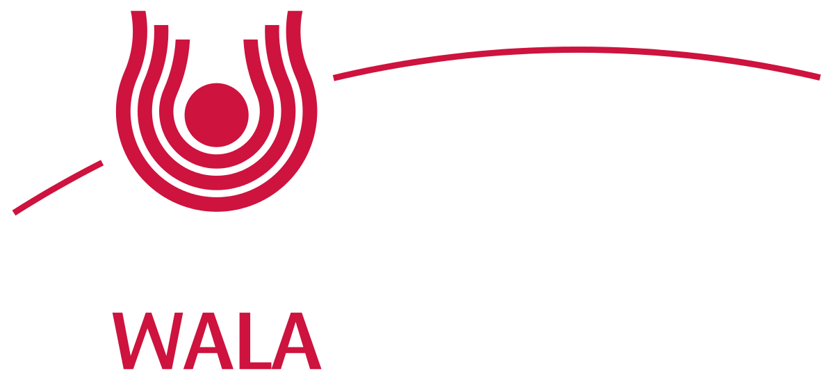 Ein rot-weißes Logo für ein Unternehmen namens Wala.