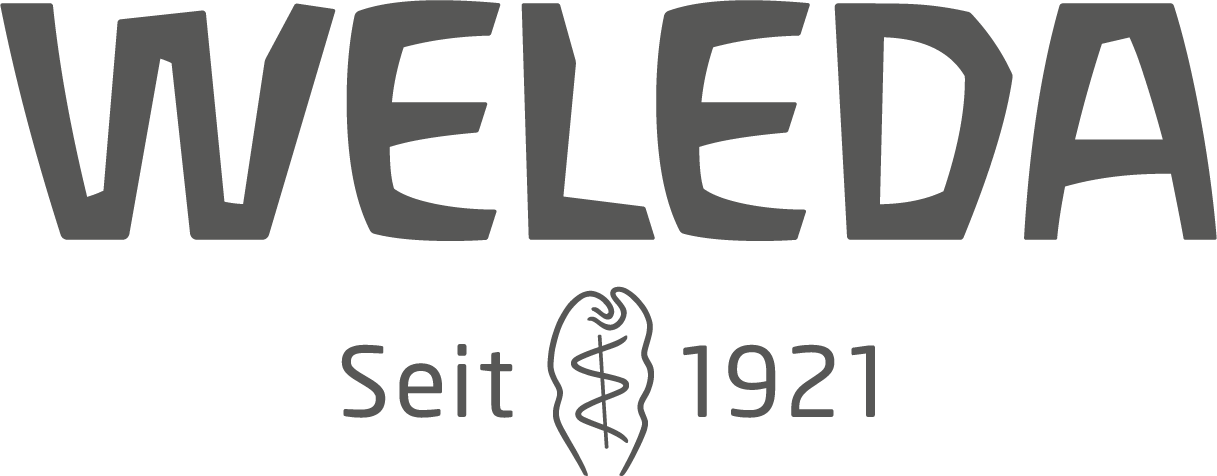 Das Weleda-Logo ist schwarz-weiß und trägt die Aufschrift „seit 1921“.