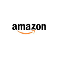 The amazon logo is black and orange with an orange arrow.