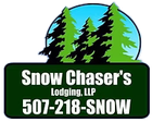 Snow Chaser&rsquo;s Lodging, LLP logo with snowy trees and phone number 507-218-SNOW