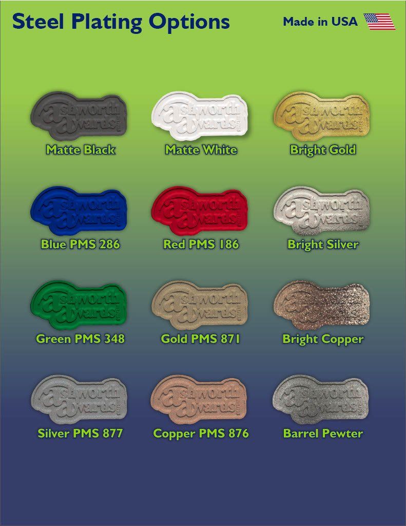 Steel Plating Options are available in Matte Black, Matte White, Bright Gold, Blue 