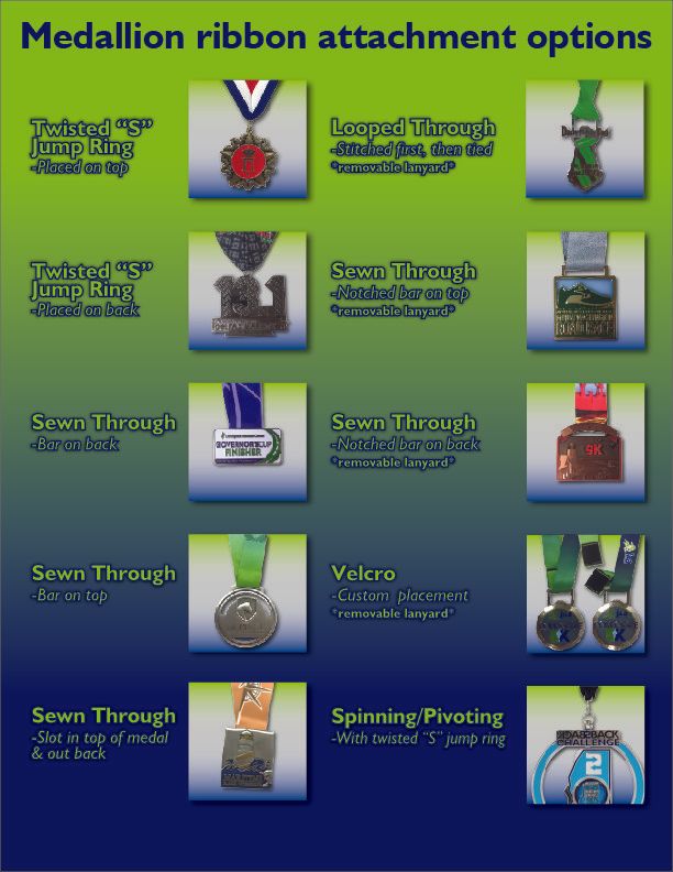 Medallion ribbon attachment options include twisted 