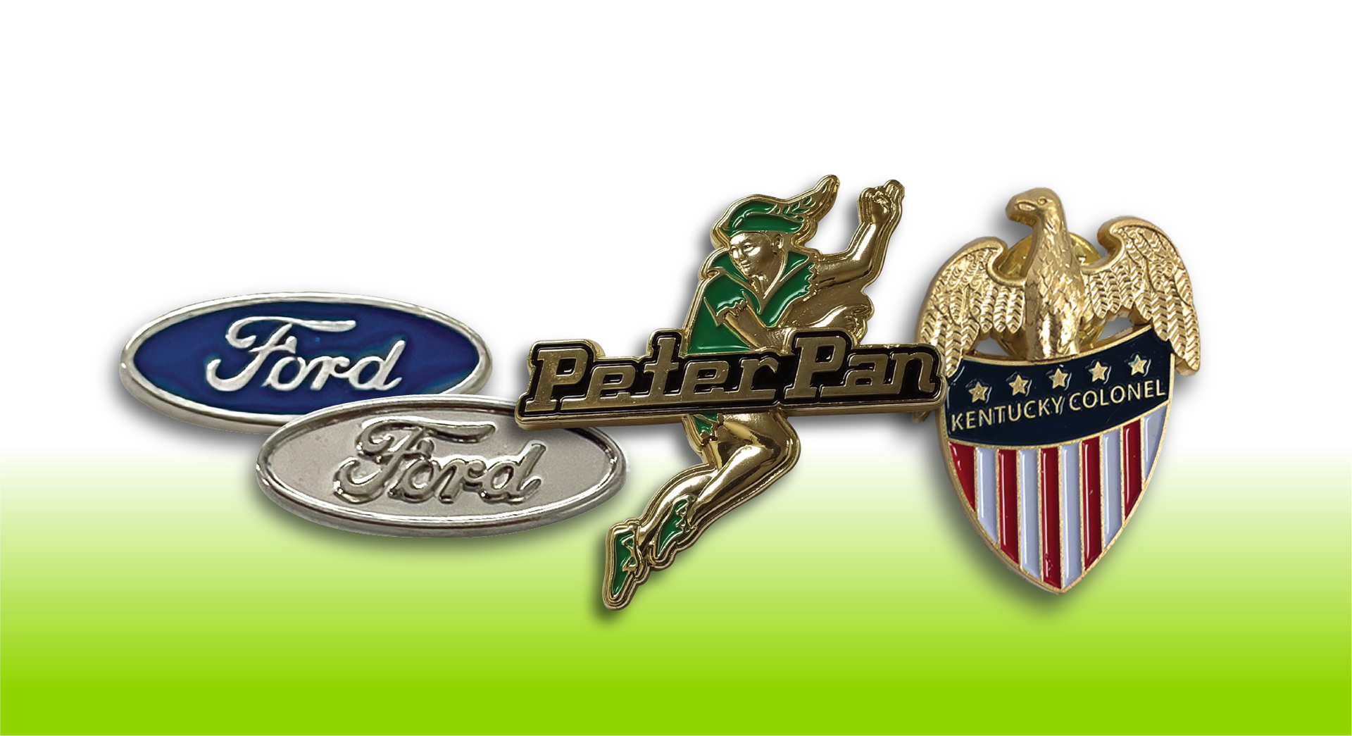 Custom emblems with either soft enamel and glitter color fill