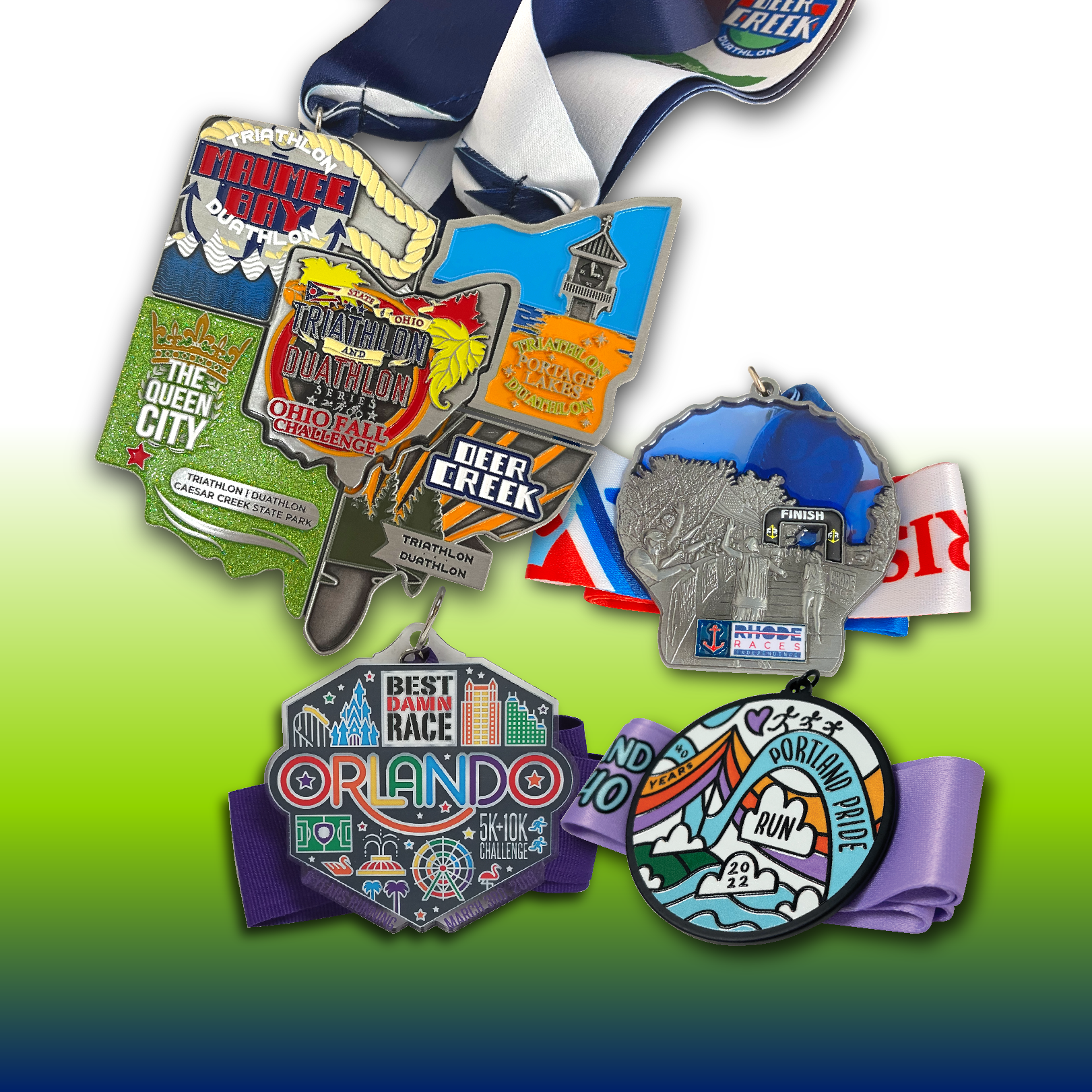 Assorted dimensional steel medals