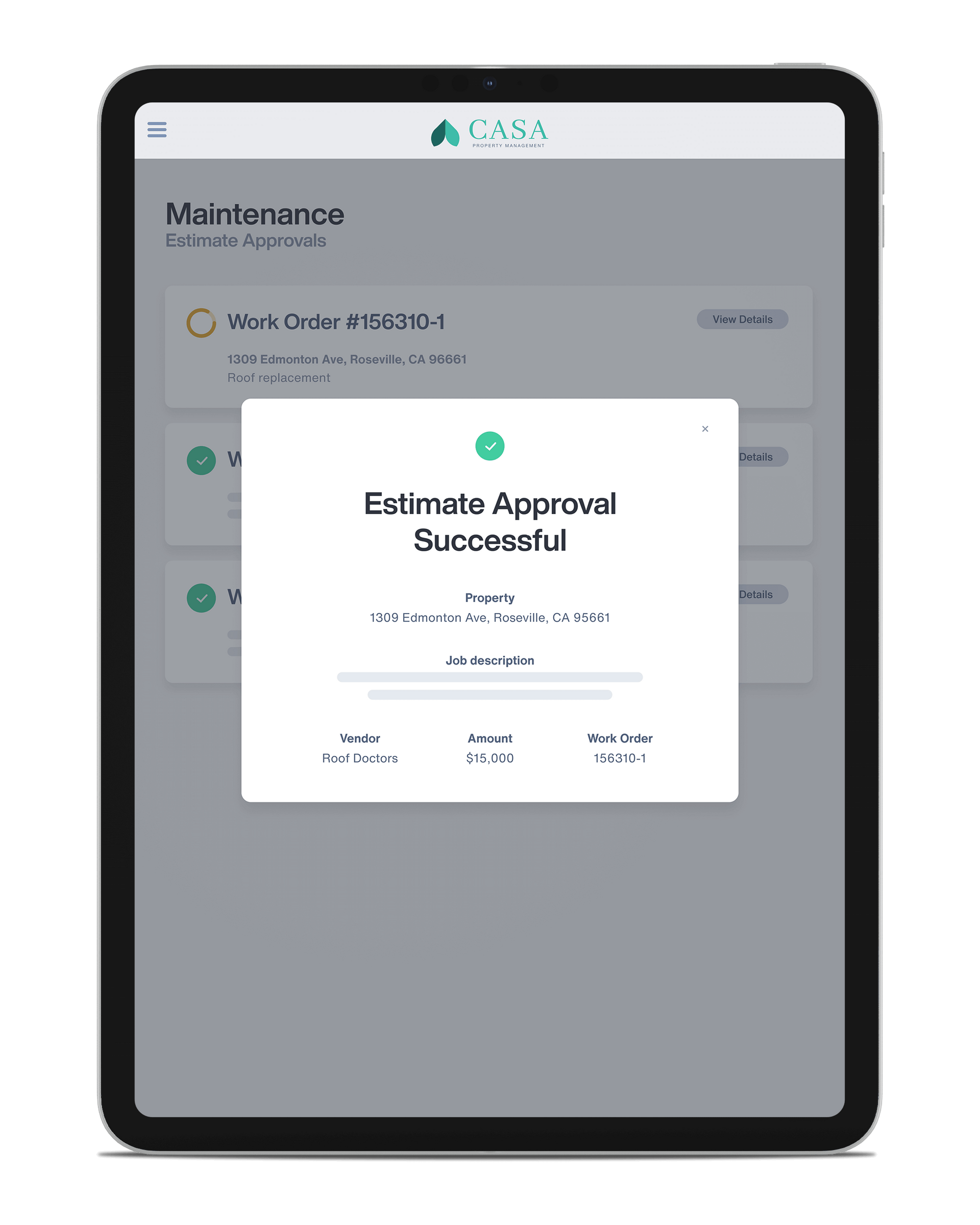 A tablet screen displaying a 