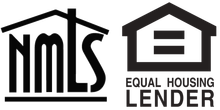 A black and white logo for nmls and equal housing lender