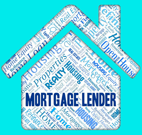 A mortgage lender sign made up of words related to mortgages
