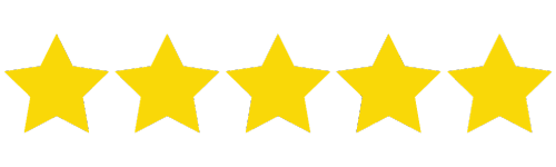A row of five yellow stars on a white background.