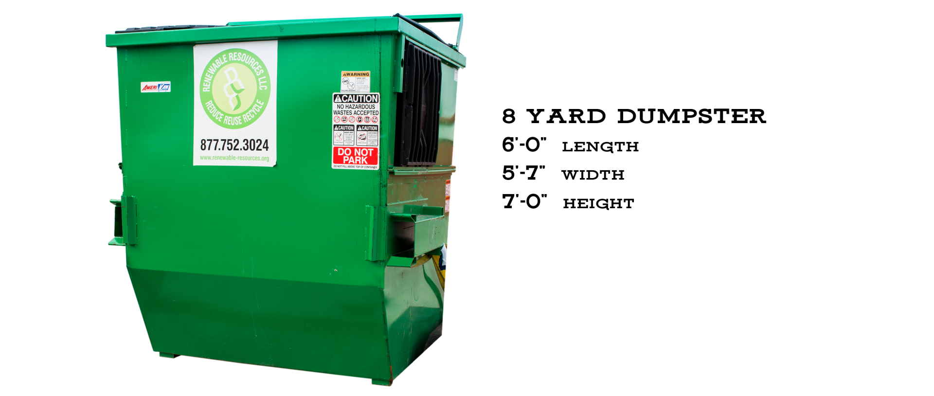 8 yard dumpster side view