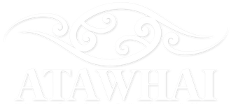 White logo with Maori design above the word “ATAWHAI” in a serif font.