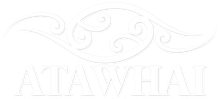 White stylized Maori koru design with 